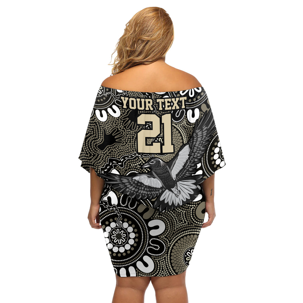 Custom Magpies NAIDOC Week 2024 Off Shoulder Short Dress Fire Burning Aboriginal Dots Art