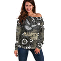 Custom Magpies NAIDOC Week 2024 Off Shoulder Sweater Fire Burning Aboriginal Dots Art