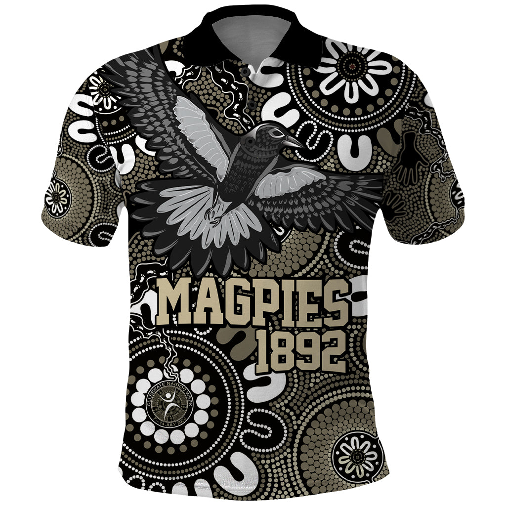 Custom Magpies NAIDOC Week 2024 Polo Shirt Fire Burning Aboriginal Dots Art
