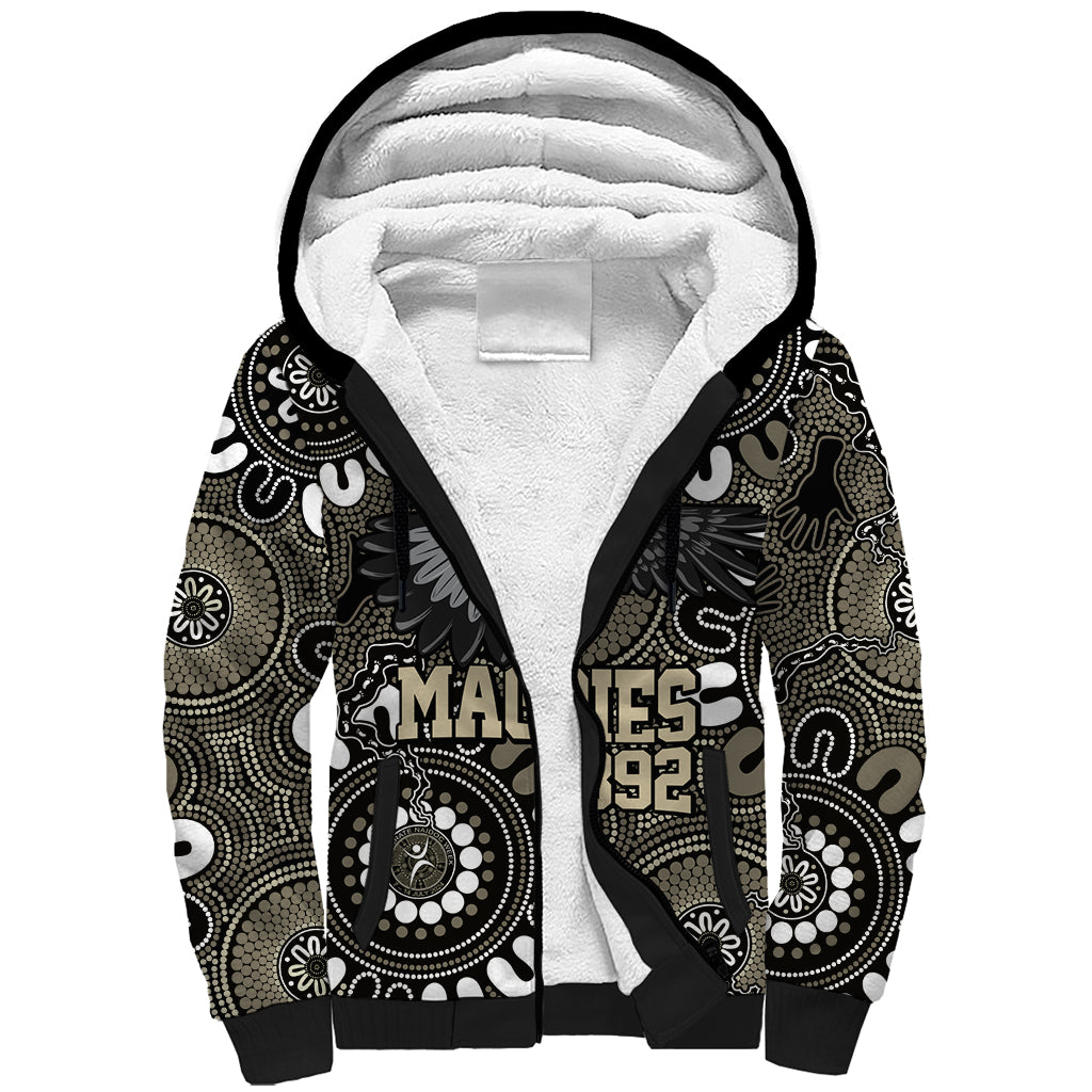 Custom Magpies NAIDOC Week 2024 Sherpa Hoodie Fire Burning Aboriginal Dots Art