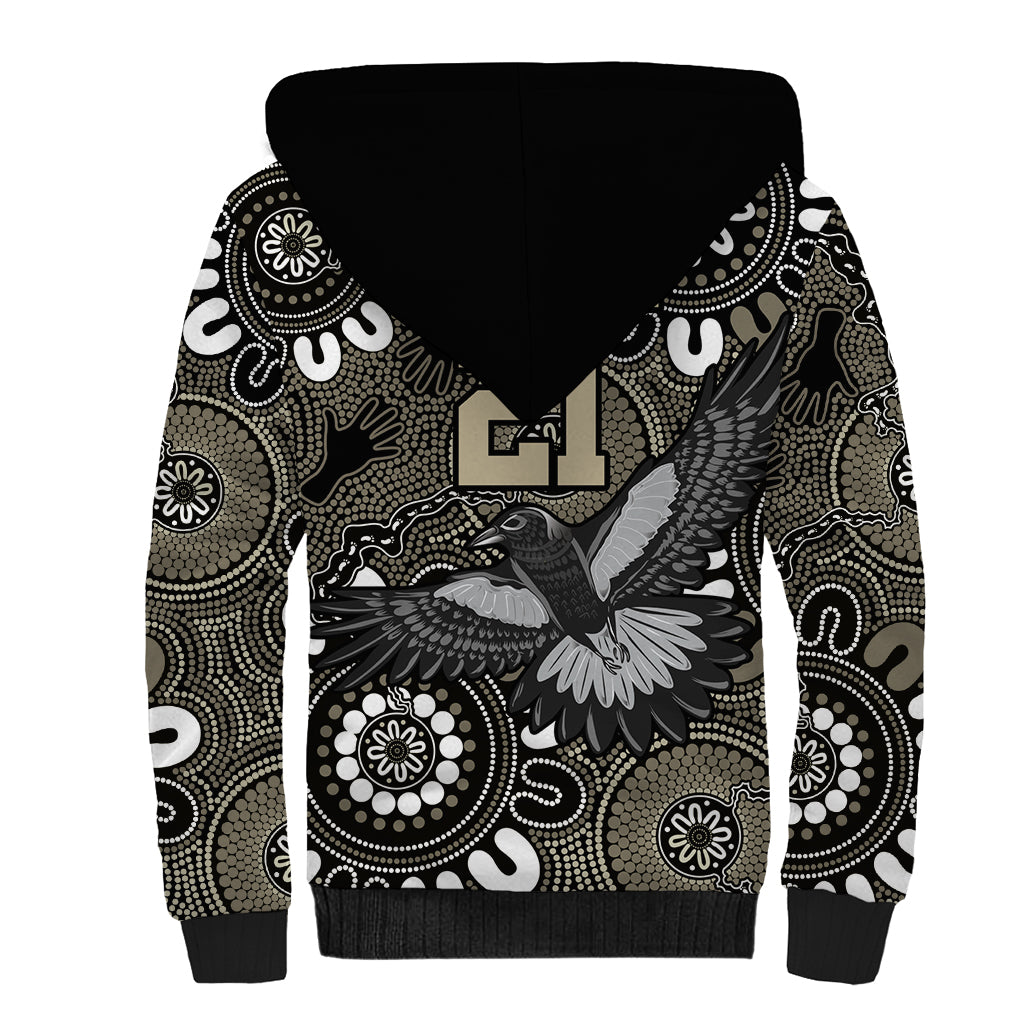 Custom Magpies NAIDOC Week 2024 Sherpa Hoodie Fire Burning Aboriginal Dots Art