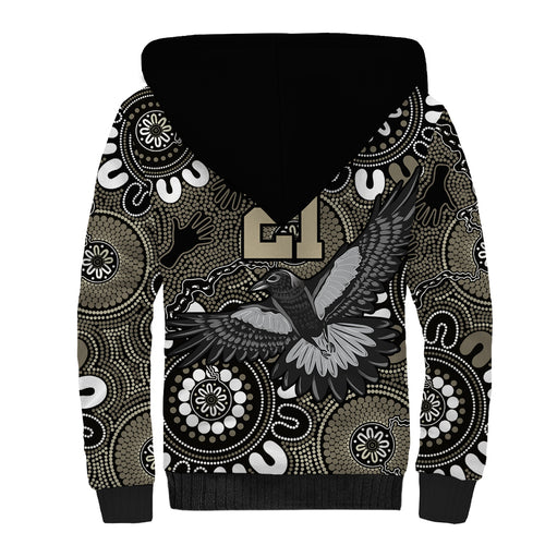 Custom Magpies NAIDOC Week 2024 Sherpa Hoodie Fire Burning Aboriginal Dots Art