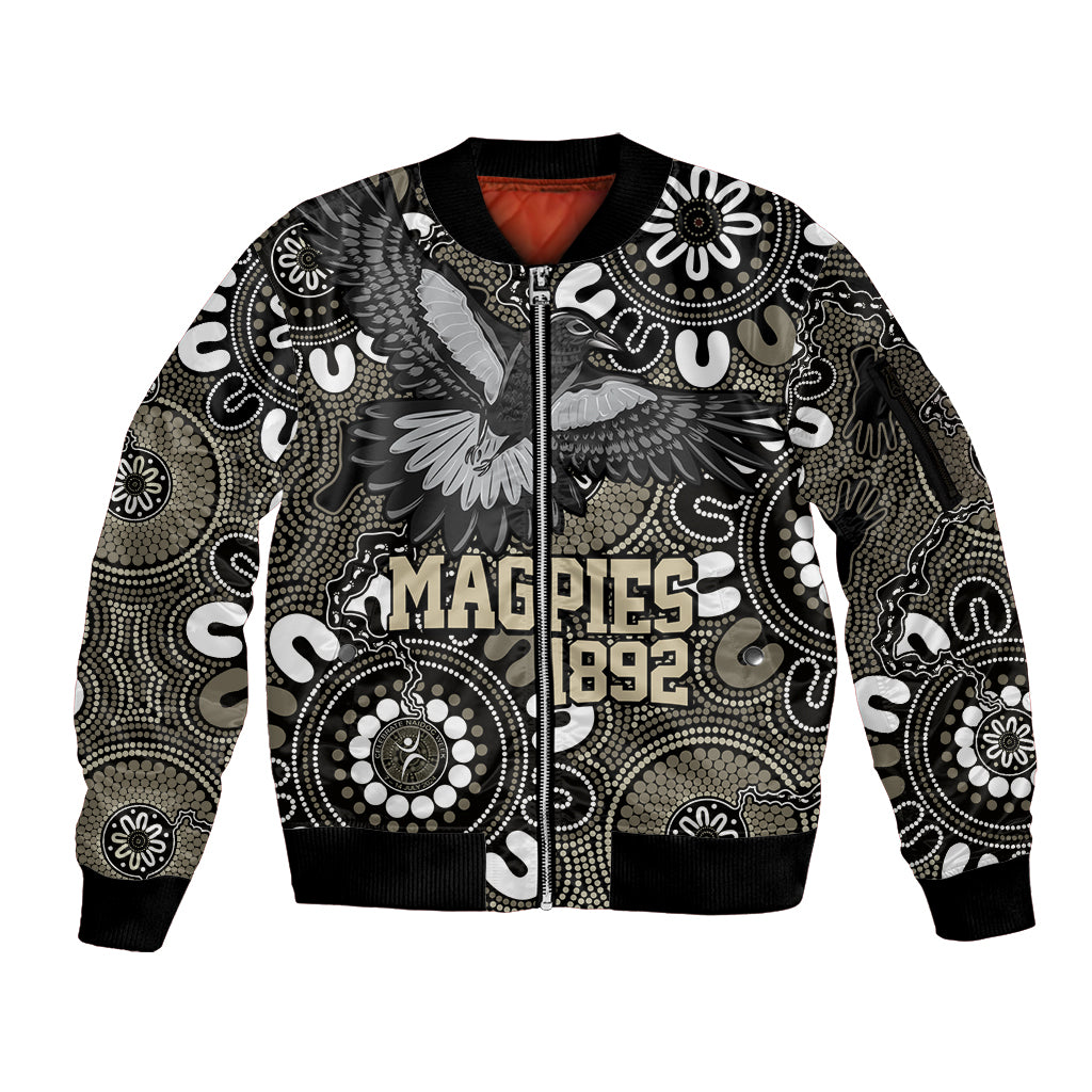 Custom Magpies NAIDOC Week 2024 Sleeve Zip Bomber Jacket Fire Burning Aboriginal Dots Art