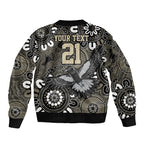 Custom Magpies NAIDOC Week 2024 Sleeve Zip Bomber Jacket Fire Burning Aboriginal Dots Art