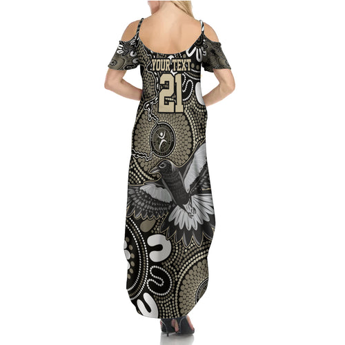 Custom Magpies NAIDOC Week 2024 Summer Maxi Dress Fire Burning Aboriginal Dots Art