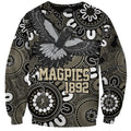 Custom Magpies NAIDOC Week 2024 Sweatshirt Fire Burning Aboriginal Dots Art