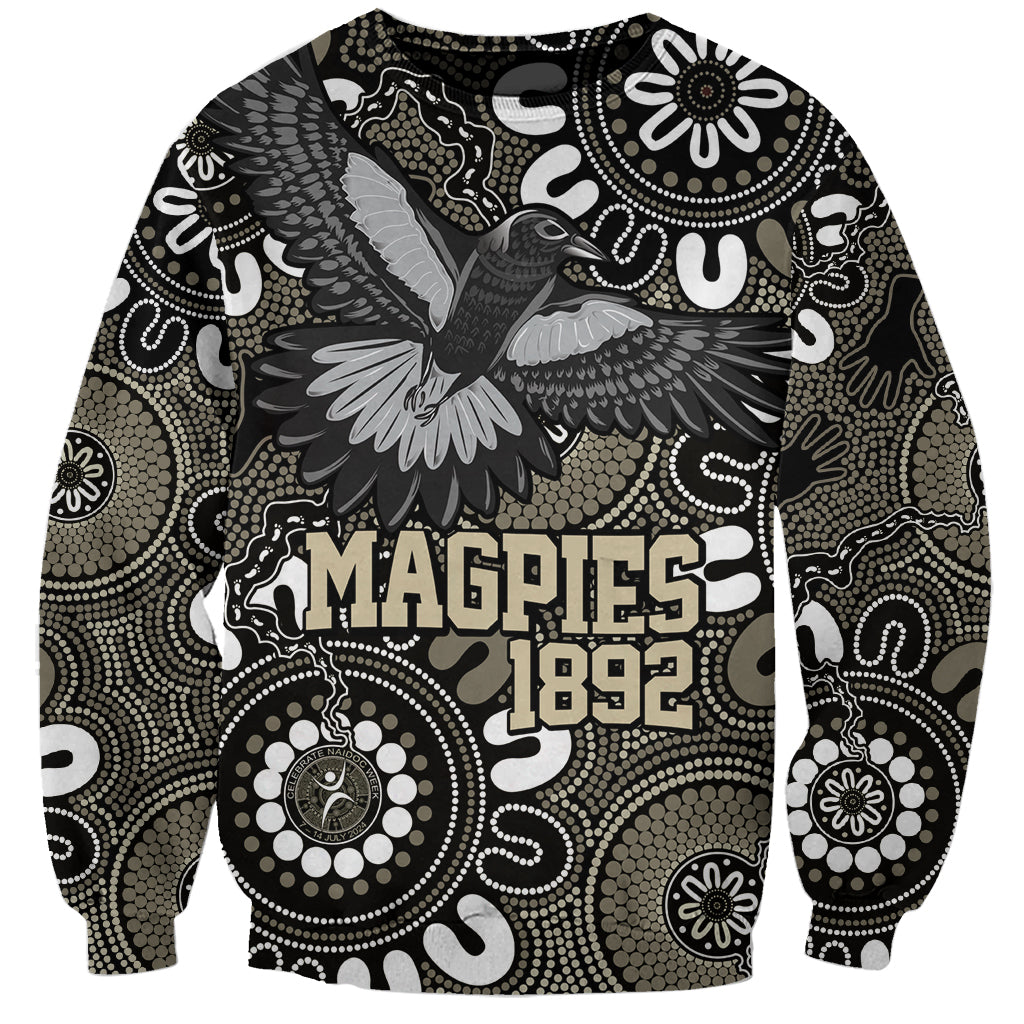 Custom Magpies NAIDOC Week 2024 Sweatshirt Fire Burning Aboriginal Dots Art