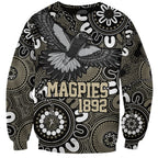 Custom Magpies NAIDOC Week 2024 Sweatshirt Fire Burning Aboriginal Dots Art