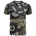 Custom Magpies NAIDOC Week 2024 T Shirt Fire Burning Aboriginal Dots Art