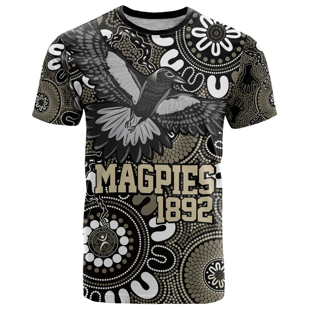 Custom Magpies NAIDOC Week 2024 T Shirt Fire Burning Aboriginal Dots Art
