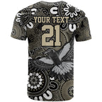 Custom Magpies NAIDOC Week 2024 T Shirt Fire Burning Aboriginal Dots Art
