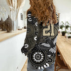 Custom Magpies NAIDOC Week 2024 Women Casual Shirt Fire Burning Aboriginal Dots Art