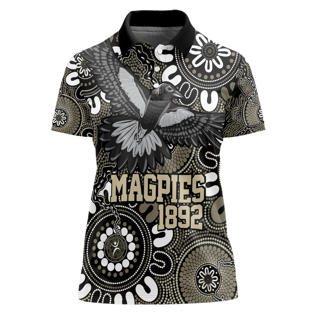 Custom Magpies NAIDOC Week 2024 Women Polo Shirt Fire Burning Aboriginal Dots Art