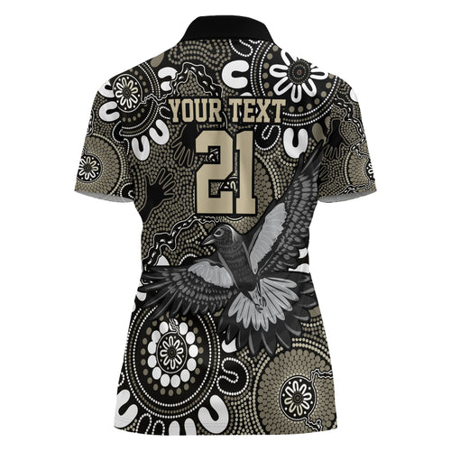 Custom Magpies NAIDOC Week 2024 Women Polo Shirt Fire Burning Aboriginal Dots Art