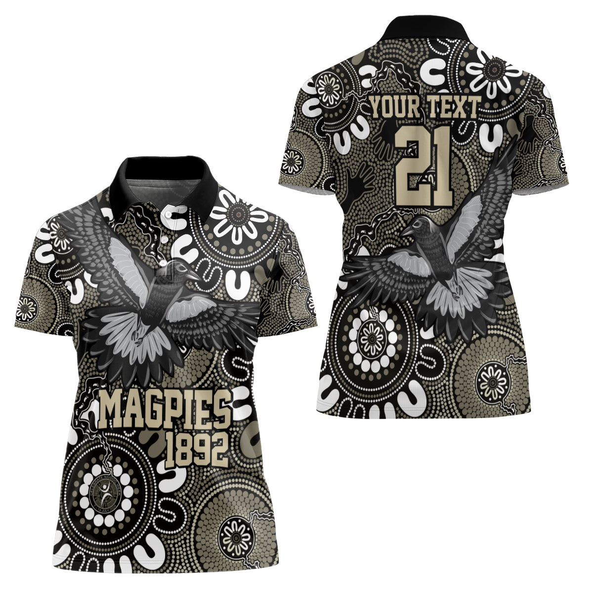 Custom Magpies NAIDOC Week 2024 Women Polo Shirt Fire Burning Aboriginal Dots Art