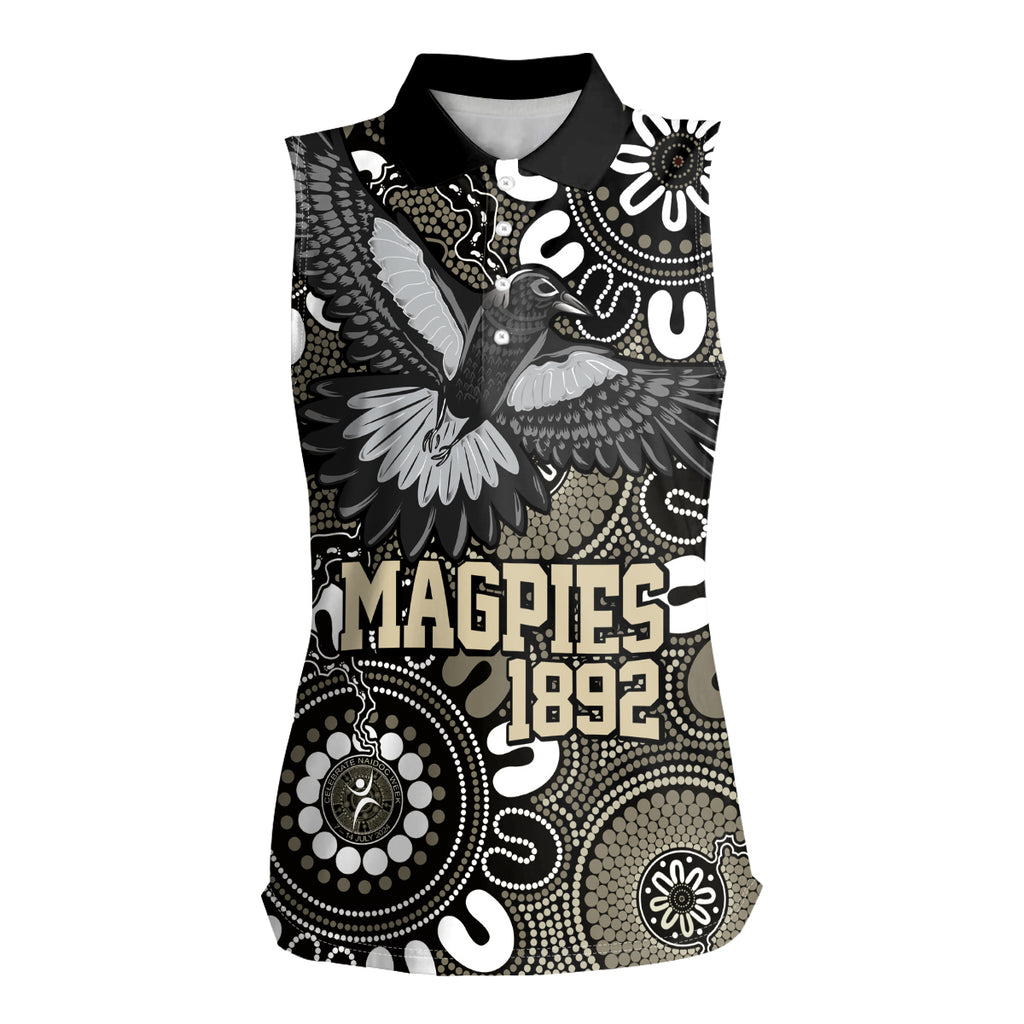 Custom Magpies NAIDOC Week 2024 Women Sleeveless Polo Shirt Fire Burning Aboriginal Dots Art