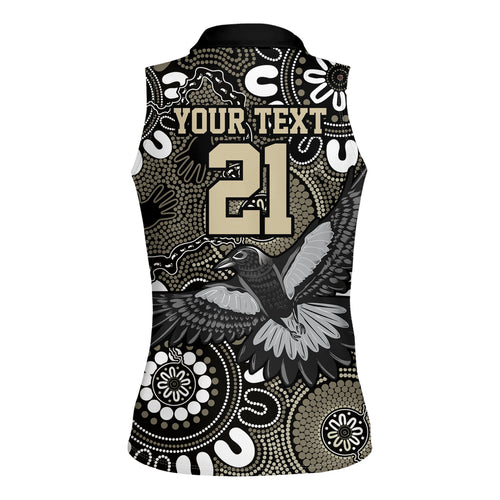 Custom Magpies NAIDOC Week 2024 Women Sleeveless Polo Shirt Fire Burning Aboriginal Dots Art