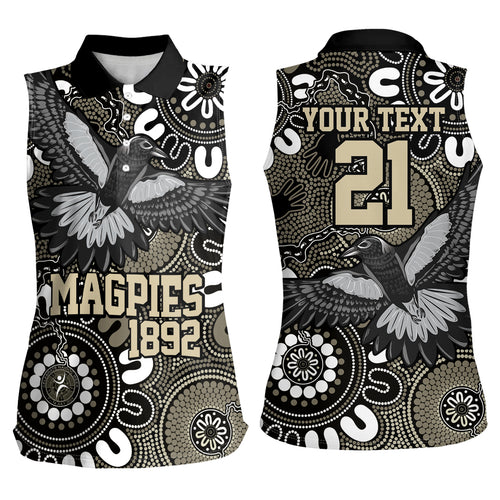 Custom Magpies NAIDOC Week 2024 Women Sleeveless Polo Shirt Fire Burning Aboriginal Dots Art