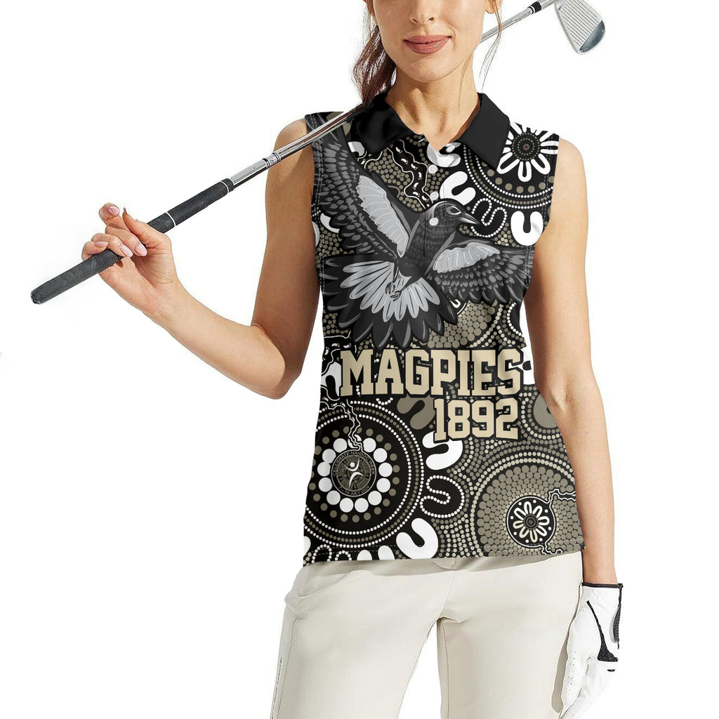 Custom Magpies NAIDOC Week 2024 Women Sleeveless Polo Shirt Fire Burning Aboriginal Dots Art