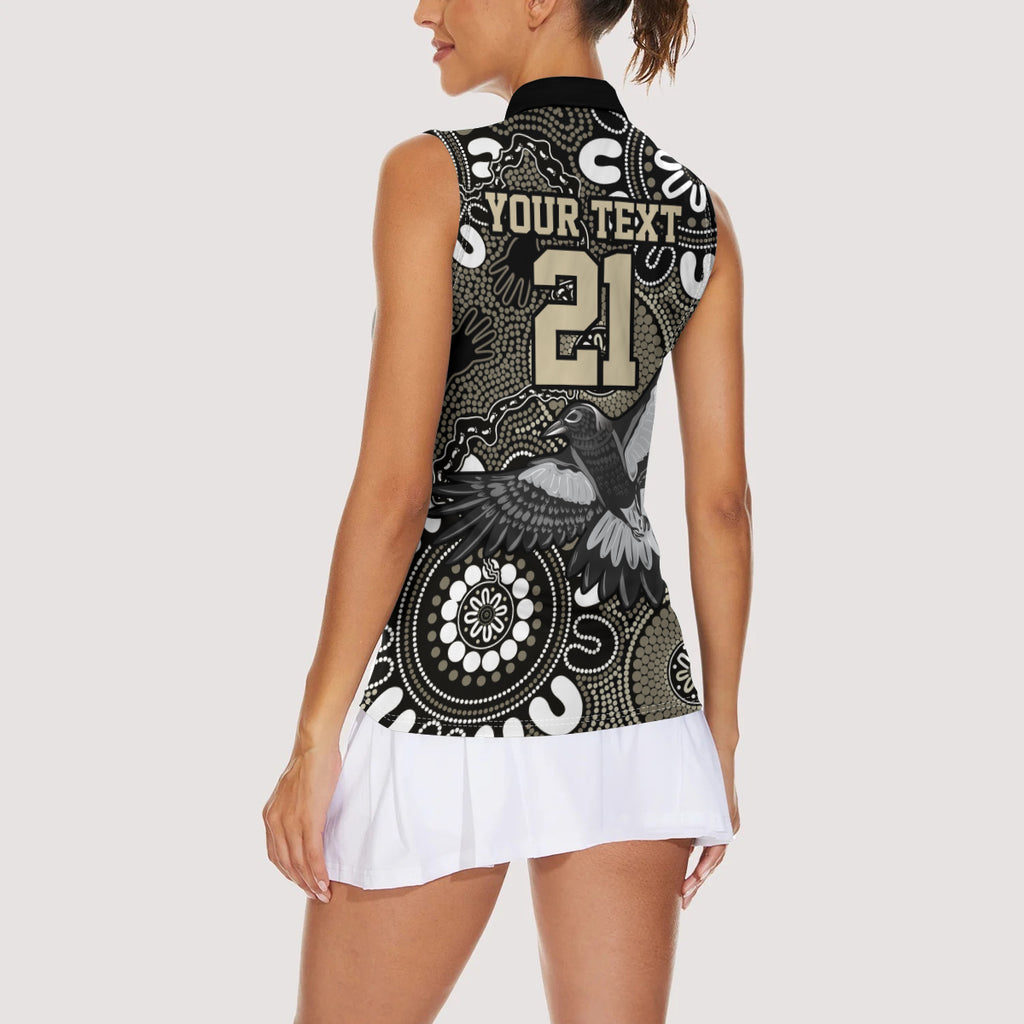 Custom Magpies NAIDOC Week 2024 Women Sleeveless Polo Shirt Fire Burning Aboriginal Dots Art