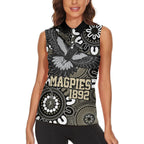 Custom Magpies NAIDOC Week 2024 Women Sleeveless Polo Shirt Fire Burning Aboriginal Dots Art