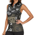 Custom Magpies NAIDOC Week 2024 Women Sleeveless Polo Shirt Fire Burning Aboriginal Dots Art