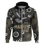 Custom Magpies NAIDOC Week 2024 Zip Hoodie Fire Burning Aboriginal Dots Art