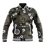 NAIDOC Week 2024 Fire Burning Baseball Jacket Aboriginal Dots Black Art