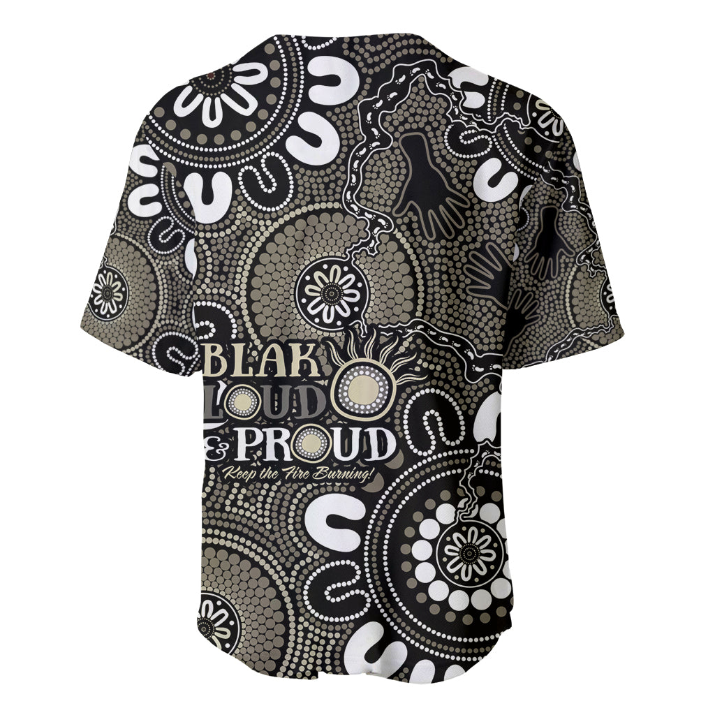 NAIDOC Week 2024 Fire Burning Baseball Jersey Aboriginal Dots Black Art