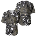 NAIDOC Week 2024 Fire Burning Baseball Jersey Aboriginal Dots Black Art