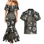 NAIDOC Week 2024 Fire Burning Couples Matching Mermaid Dress and Hawaiian Shirt Aboriginal Dots Black Art