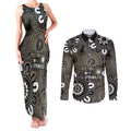 NAIDOC Week 2024 Fire Burning Couples Matching Tank Maxi Dress and Long Sleeve Button Shirt Aboriginal Dots Black Art