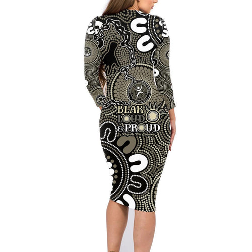 NAIDOC Week 2024 Fire Burning Family Matching Long Sleeve Bodycon Dress and Hawaiian Shirt Aboriginal Dots Black Art