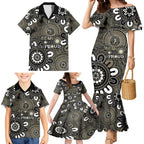 NAIDOC Week 2024 Fire Burning Family Matching Mermaid Dress and Hawaiian Shirt Aboriginal Dots Black Art