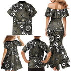 NAIDOC Week 2024 Fire Burning Family Matching Mermaid Dress and Hawaiian Shirt Aboriginal Dots Black Art