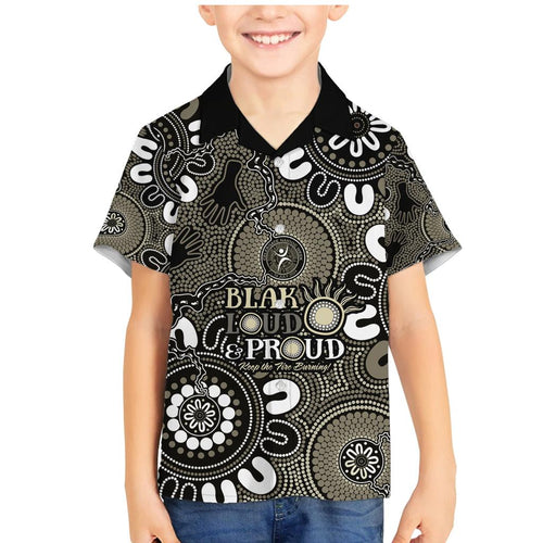 NAIDOC Week 2024 Fire Burning Family Matching Mermaid Dress and Hawaiian Shirt Aboriginal Dots Black Art