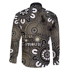 NAIDOC Week 2024 Fire Burning Family Matching Off Shoulder Maxi Dress and Hawaiian Shirt Aboriginal Dots Black Art