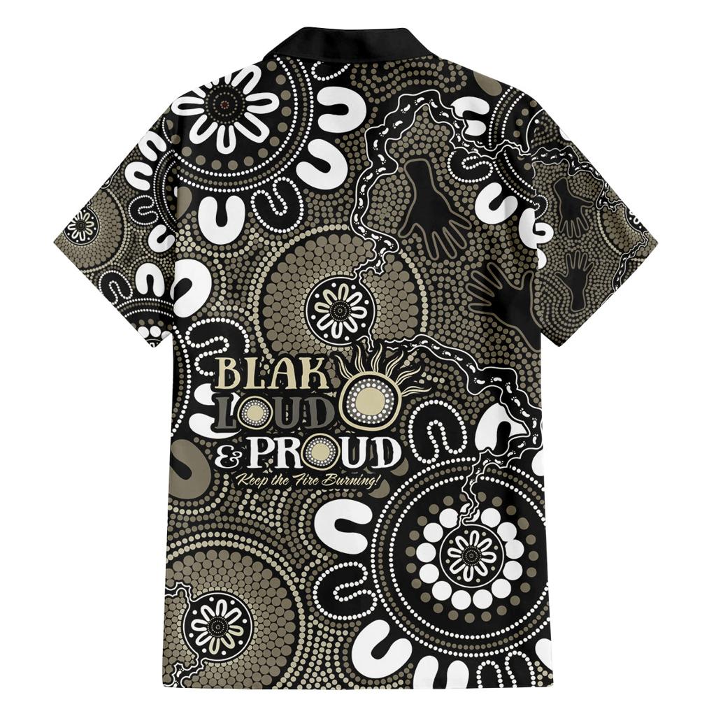 NAIDOC Week 2024 Fire Burning Family Matching Off Shoulder Short Dress and Hawaiian Shirt Aboriginal Dots Black Art
