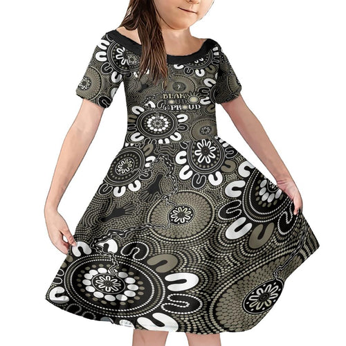 NAIDOC Week 2024 Fire Burning Family Matching Short Sleeve Bodycon Dress and Hawaiian Shirt Aboriginal Dots Black Art