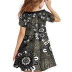 NAIDOC Week 2024 Fire Burning Family Matching Short Sleeve Bodycon Dress and Hawaiian Shirt Aboriginal Dots Black Art