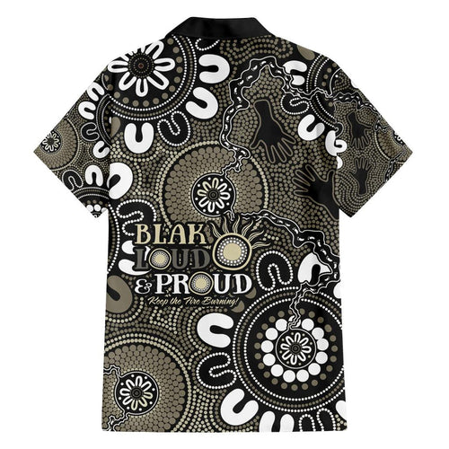 NAIDOC Week 2024 Fire Burning Family Matching Summer Maxi Dress and Hawaiian Shirt Aboriginal Dots Black Art