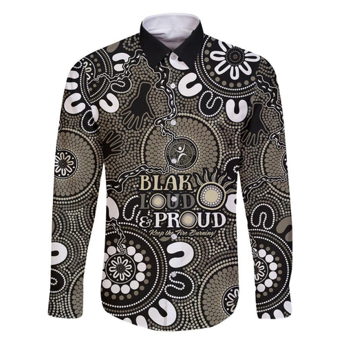 NAIDOC Week 2024 Fire Burning Family Matching Summer Maxi Dress and Hawaiian Shirt Aboriginal Dots Black Art
