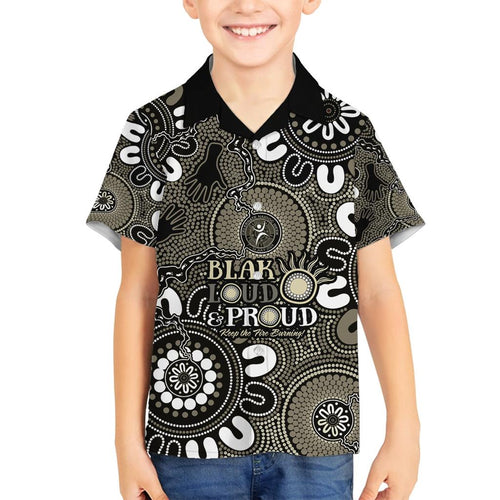 NAIDOC Week 2024 Fire Burning Family Matching Summer Maxi Dress and Hawaiian Shirt Aboriginal Dots Black Art