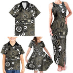 NAIDOC Week 2024 Fire Burning Family Matching Tank Maxi Dress and Hawaiian Shirt Aboriginal Dots Black Art