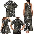 NAIDOC Week 2024 Fire Burning Family Matching Tank Maxi Dress and Hawaiian Shirt Aboriginal Dots Black Art
