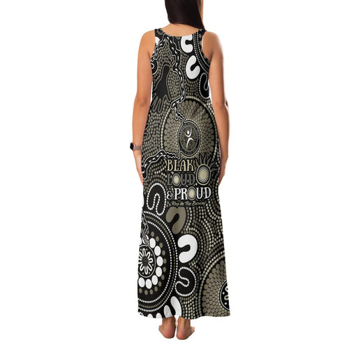 NAIDOC Week 2024 Fire Burning Family Matching Tank Maxi Dress and Hawaiian Shirt Aboriginal Dots Black Art