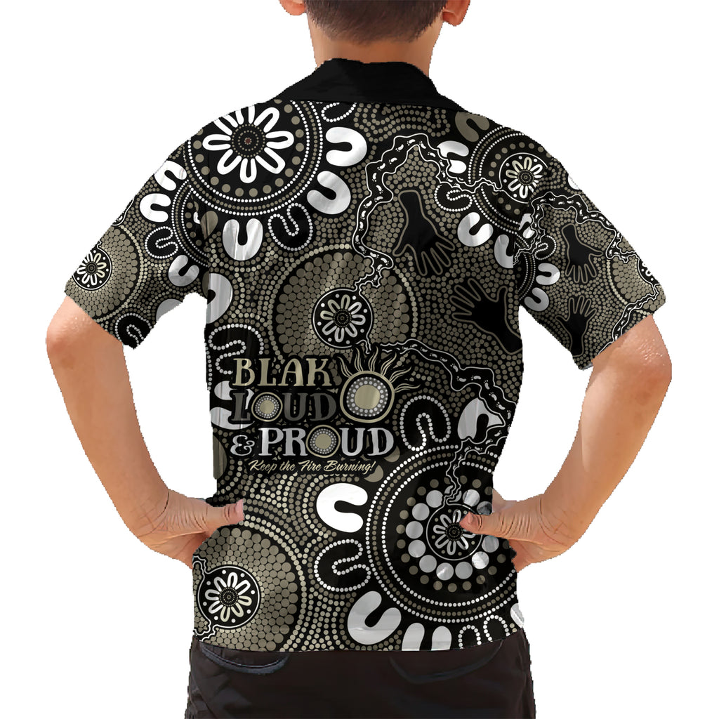 NAIDOC Week 2024 Fire Burning Hawaiian Shirt Aboriginal Dots Black Art