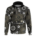 NAIDOC Week 2024 Fire Burning Hoodie Aboriginal Dots Black Art