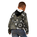 NAIDOC Week 2024 Fire Burning Kid Hoodie Aboriginal Dots Black Art