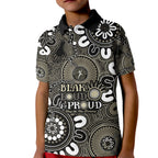 NAIDOC Week 2024 Fire Burning Kid Polo Shirt Aboriginal Dots Black Art